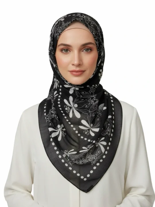 Monochrome Dragonfly Cotton Voile Square